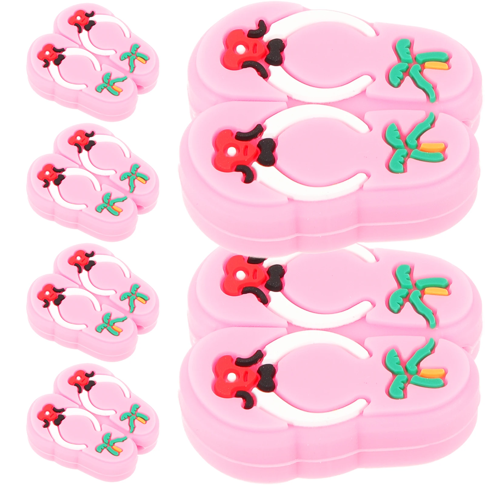 10 Pcs Pink Silicone Beads Slipper Shaped DIY Craft Loose Beads Jewelry Making Supplies Bright Color Smooth Surface
