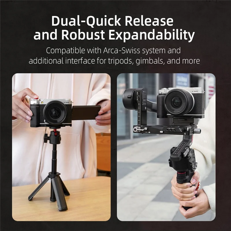 SR-untuk Fuji XM5 Kamera Pelat L Rilis Cepat Gagang Kayu Pegangan Kayu Aksesori Kamera Dudukan Tripod Arca Swiss