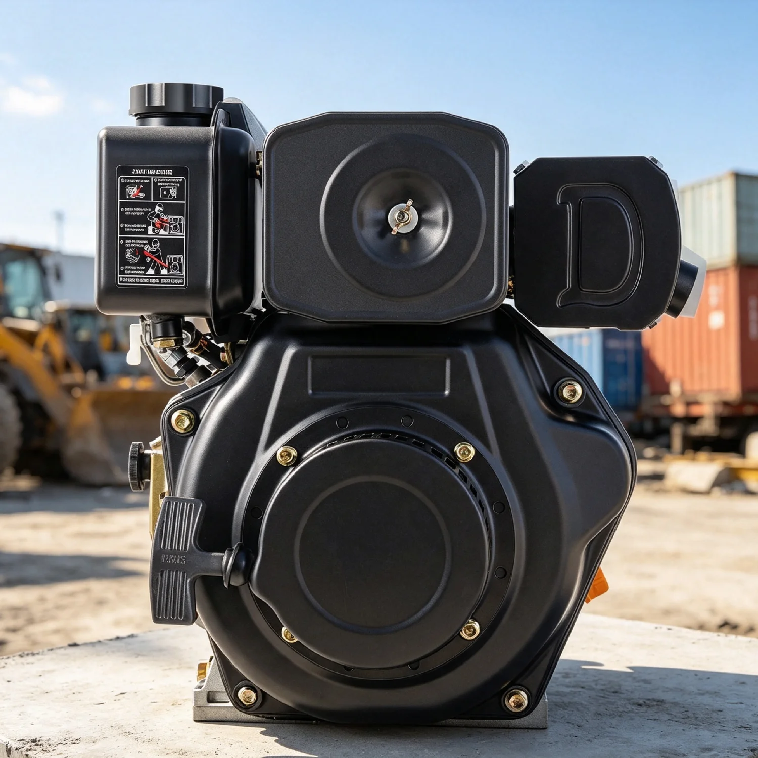 4.05KW Diesel Power Engine, 5HP 4 Stroke Diesel Motor, 247cc Displacement Single-Cylinder Air Cooling Direct Injection Motor for Grain Harvesters Hand Start