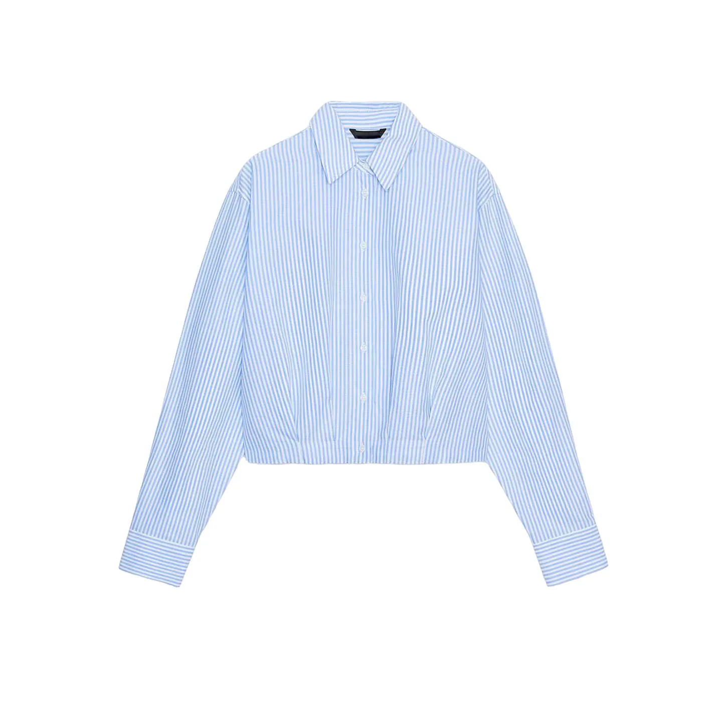 Autunno nuove donne Bue irt ort Sve lungo Sve colletto rovesciato vita pieghettata striscia casual poliestere sciolto