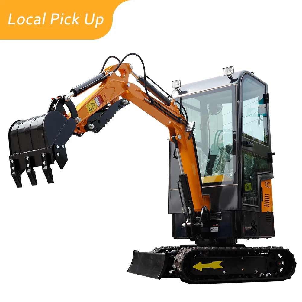 Local Pick Up Excavator 1 Ton Crawler Excavator with Enclosed Cab Samll Digger Mini Crawler Hydraulic Excavator