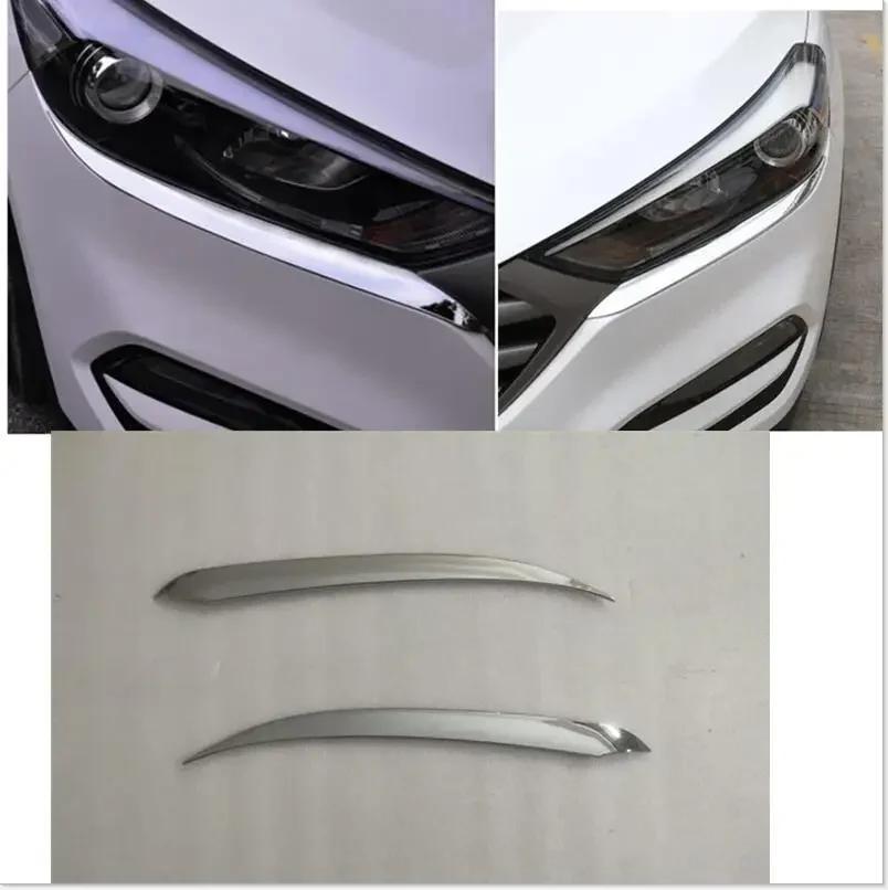 For Hyundai Tucson 2015 2016 2017 2018 Accessories Headlights Eyebrow Eyelids Chrome Decoration Cover Trim Car Styling