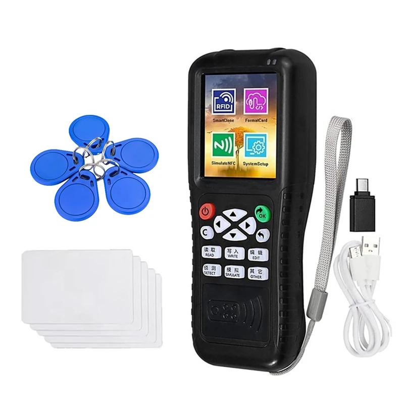 

X100 RFID NFC Smart Card Reader Writer+5 X CUID Card/Keychain RFID Duplicator ID IC Card Programmer Encrypted Key Copier