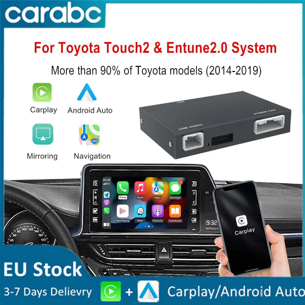 CARABC Kabelloses Carplay Android Auto für TOYOTA Touch 2 Entune 2.0 Highlander Tundra Sienna Prius Yaris Camry CHR