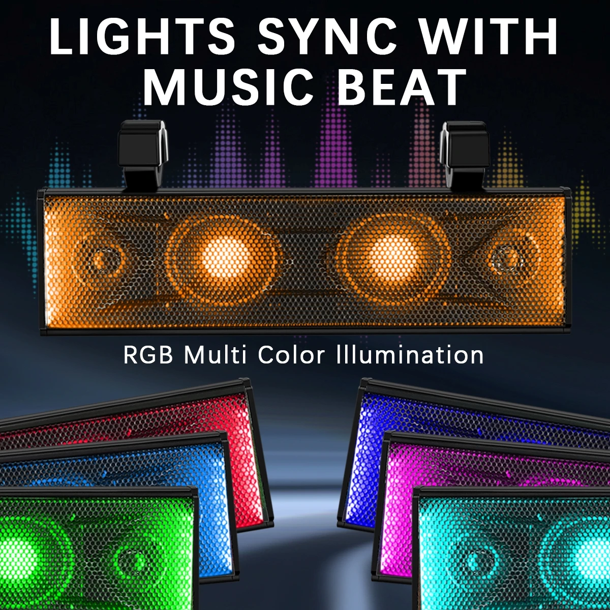 16 Inch UTV Golf Cart Sound Bar 2-Speaker Waterproof Bluetooth Multicolor LED RGB Lighting Remote Control  For Marine Boat