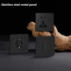 Eu Black Retro Toggle Wall Light Switch belt. Antique Switch socket with USB charging. 220V1gang2way Speed control switch