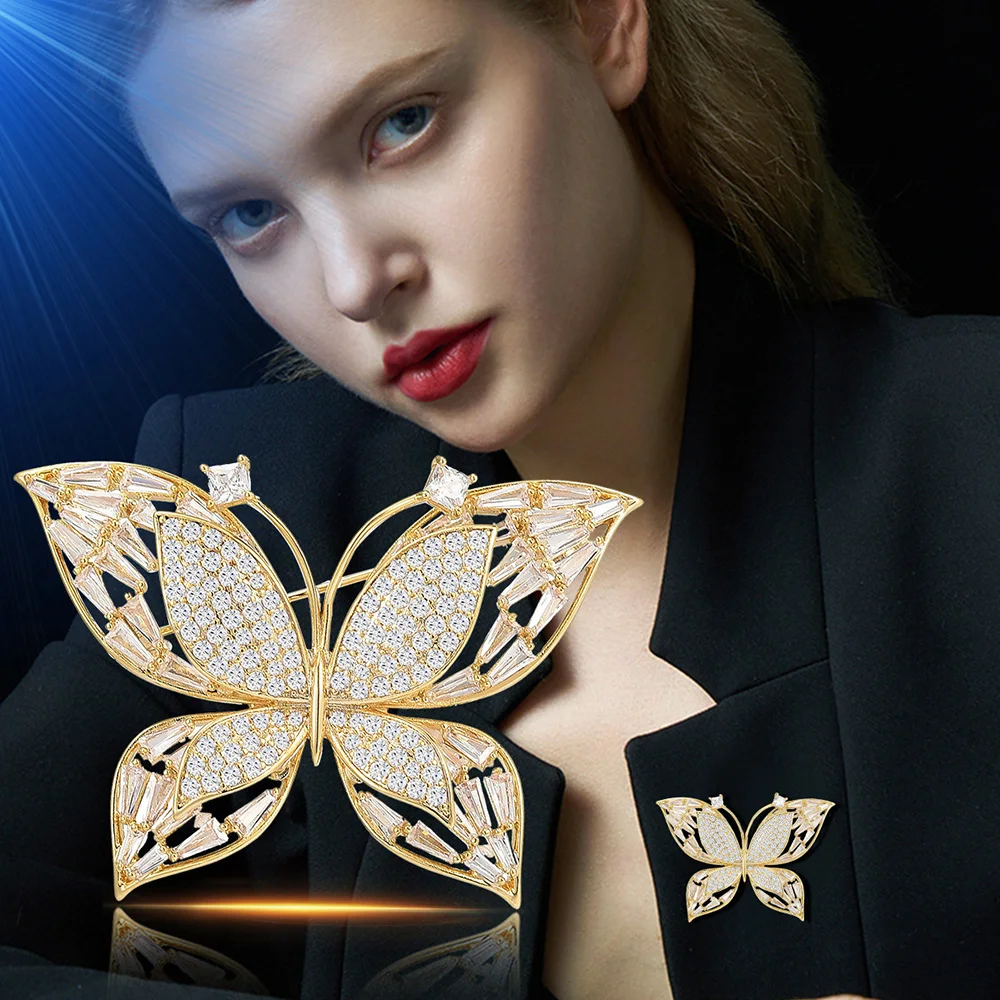 

Luxury Brooch for Women Butterfly Brooches Crystal Zircon High Quality Jewelry Exquisite Clothing Lapel Pins Women's Party Gifts