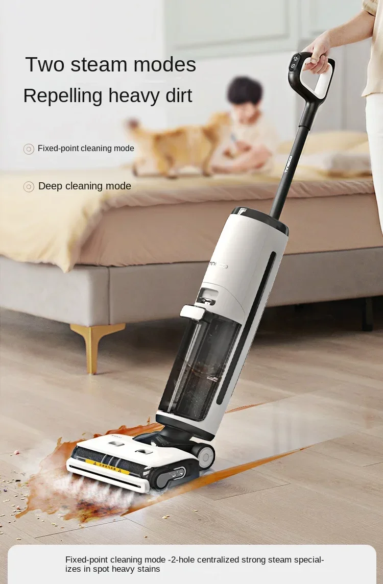 TEECO-Steam2.0 Wireless Steam Floor Washer, Double Edge sucção, arrasto, Integrated Household Appliance Cleaner