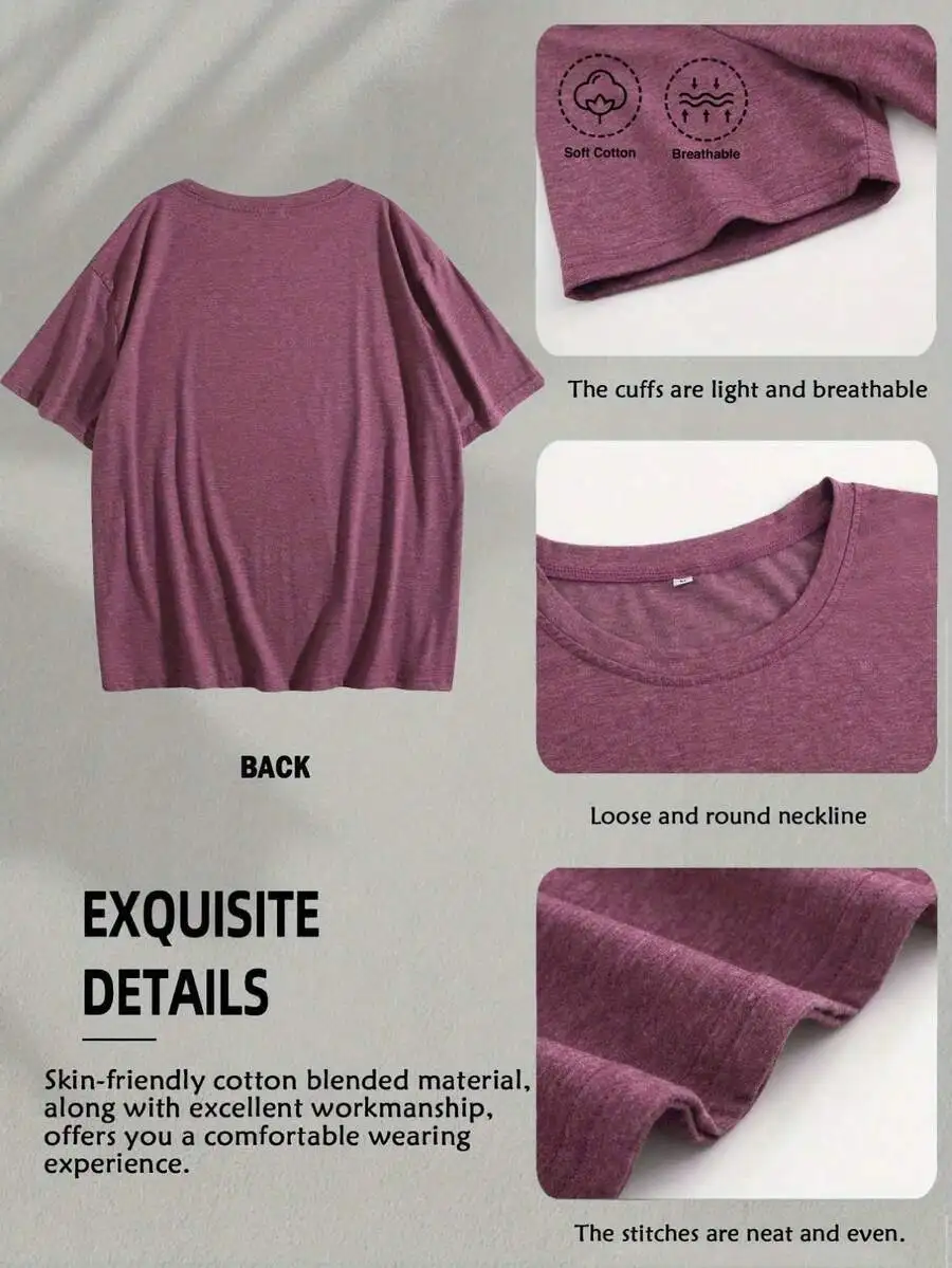 

Cotton Blend T-Shirt For Women Soft Breathable Loose Fit Round Neck Casual Tee