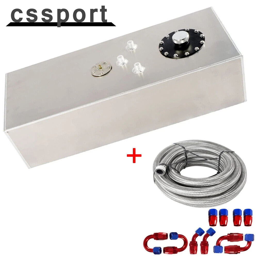 

15 Gallon Aluminum Race Fuel Cell Gas Tank+cap+level Sender+8AN Fuel Line Kits