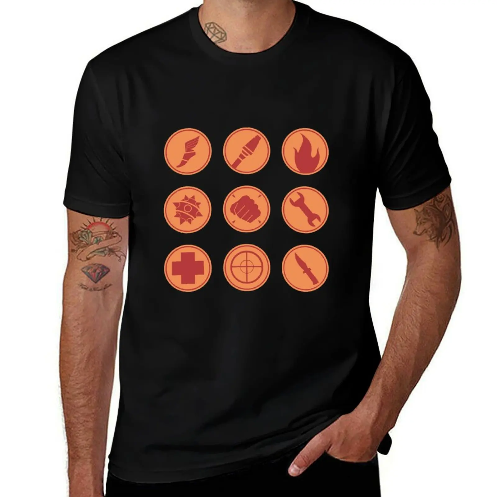 

t TF2 T-Shirt t with shirts Class Symbols prints 100% shirts cotton RED