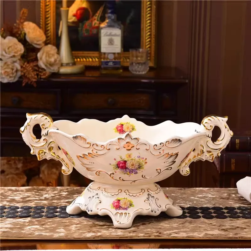 42cm European style fruit tray ceramic home living room coffee table decoration snacks fruit tray tissue box remote control box