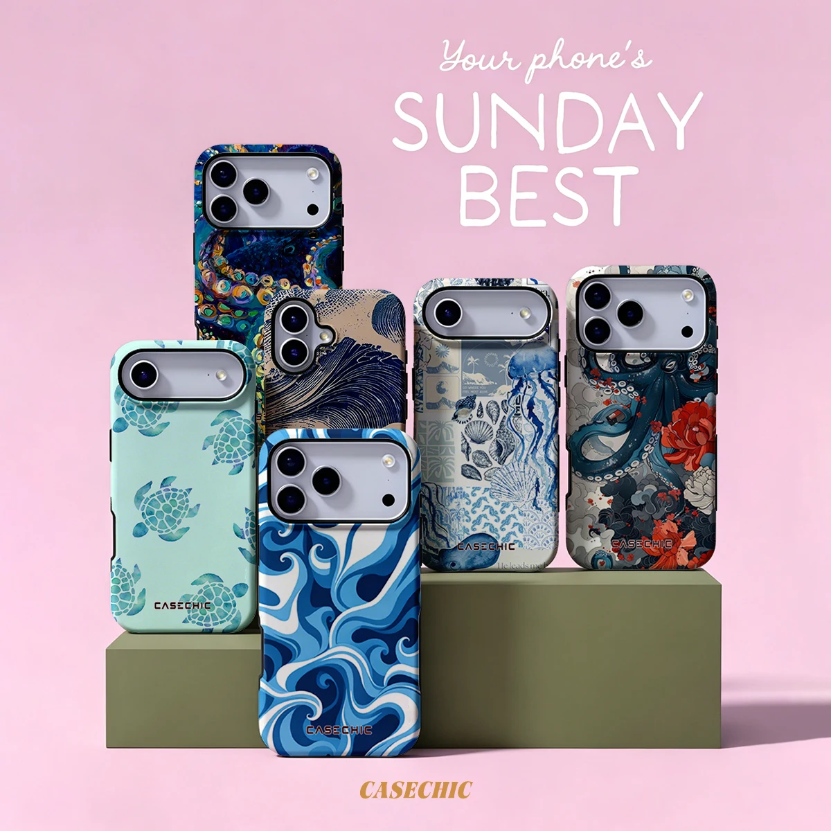 Ocean Swirl Case for Samsung Galaxy S26 S25 S24 S23 Ultra Drop Resistant Glossy Dual-Layer Cover CaseChic