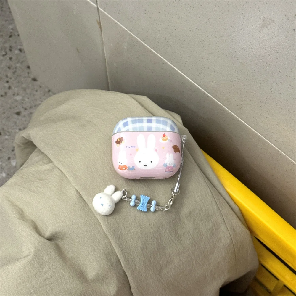 

Cute Cartoon Bear Rabbit Headphone Case Cover for Apple Airpods 4 3 2 Cover Pro 3 Pro 2 With Charm Earphone Funda Kawaii Cases