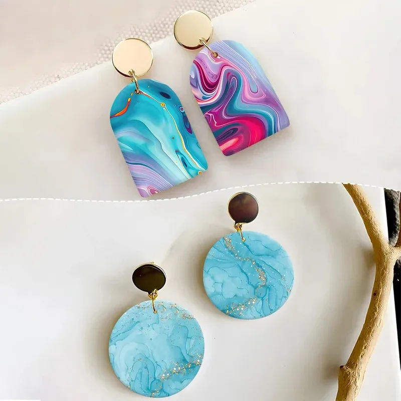 Marble Texture Polymer Clay Watercolor Transfer Paper, Soluble Disposable Stickers for DIY Earrings Pottery