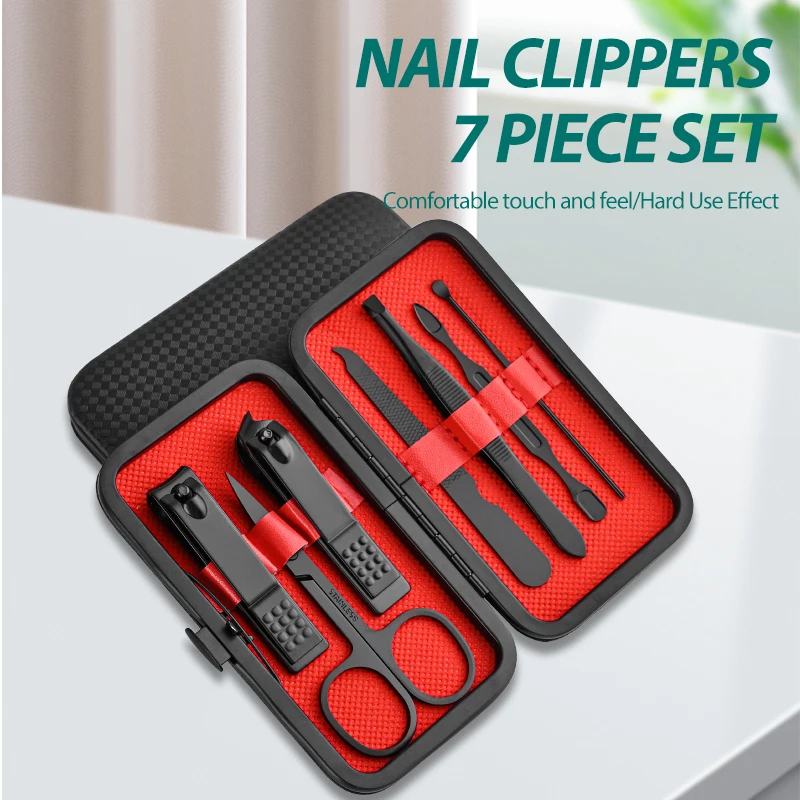 AliExpress Cross-border Explosions Source Black King Kong Nail Clipper Suit 7-piece Nail Clipper Beauty Pedicure Nail Clipper Se