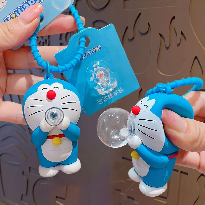 Anime Doraemon Bubble Keychain Cute Cartoon Character Tinker Bell Cat Robot Cat Lovely Exquisite Bag Pendant Toys Kids Xmas Gift