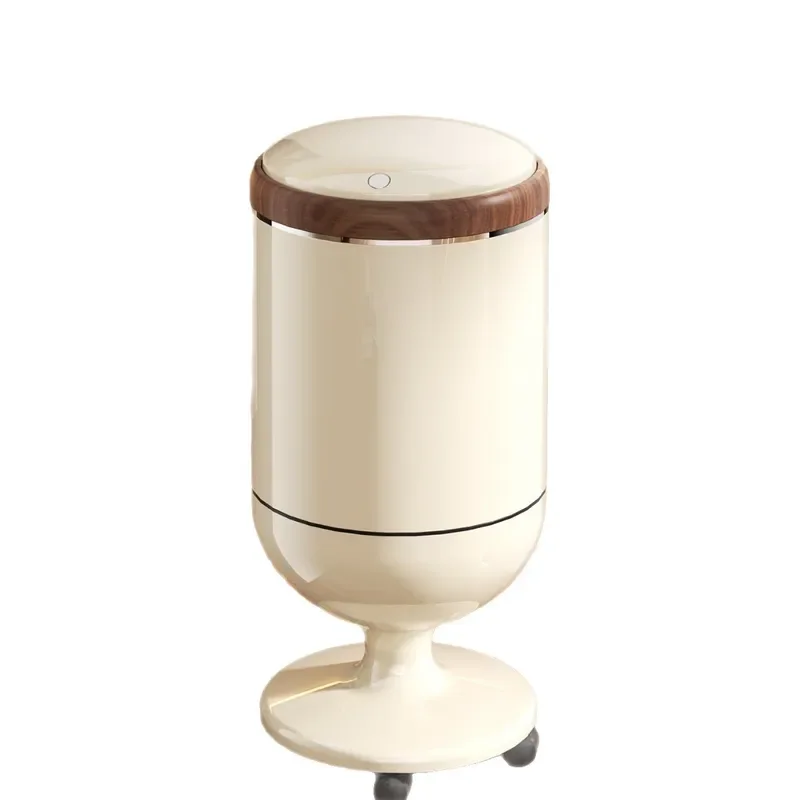Large Capacity Wheeled Trash Can with Lid for Kitchen Living Room Bedroom Bathroom Movable Household Waste Bin