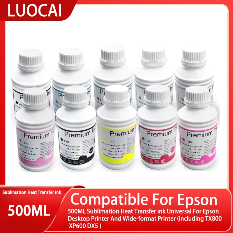 500ML Sublimation Heat Transfer ink Universal For Epson Desktop Printer And Wide-format Printer (including TX800 XP600 DX5 )