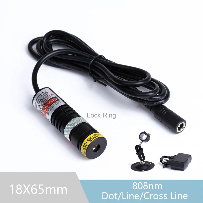 808nm IR Invisible Laser Cross Line/Dot/Line Focusable Laser Diode Module Locator 18X65mm for Positioning Cutting