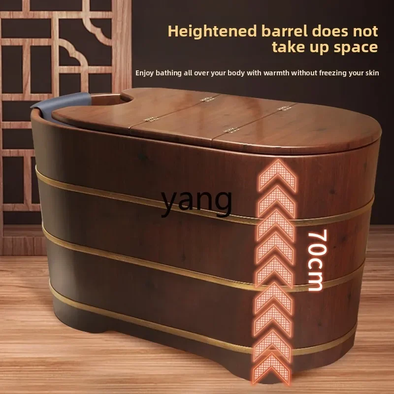 LH Solid Wood Bath Barrel for Home Use, Elevated Bathtub, Dual-purpose Steaming and Bathing Barrel