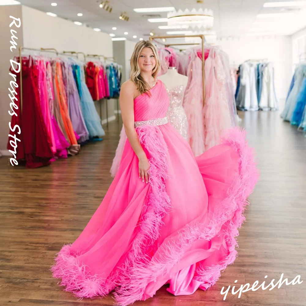 Customized Prom  Dress Yipeisha Elegant One-shoulder A-line Quinceanera Dresses Rhinestone Chiffon Vestido Largo Robe Longue