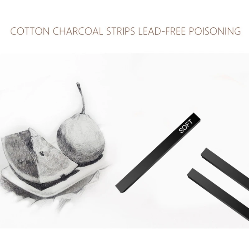 Artists Compressed Charcoal Sticks Square Black Coal Sticks Sketch Art Supplies for Drawing Sketching Shading Tool 6 PCS