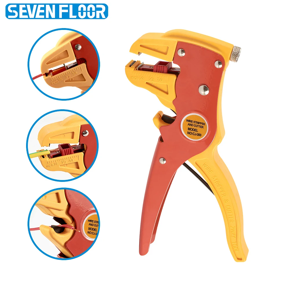 Carbon Steel Duckbill Wire Strippers, Multifunctional Stripper AWG24-12 with Reset Spring & Cutting Function, Portable Hand Tool
