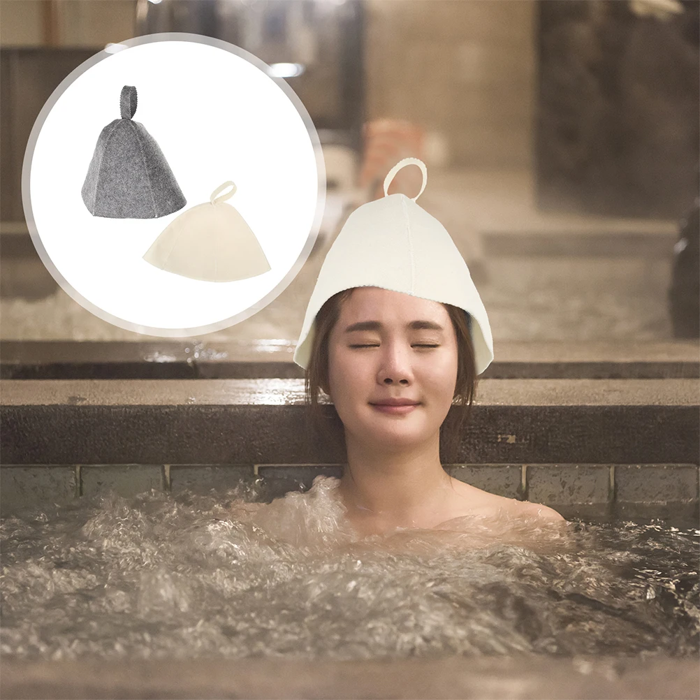 

2Pcs Bathing Hat for Sauna Well-Crafted Felt Hair Protecting Cap Lightweight Portable Spa Water Therapy Accessory for Women