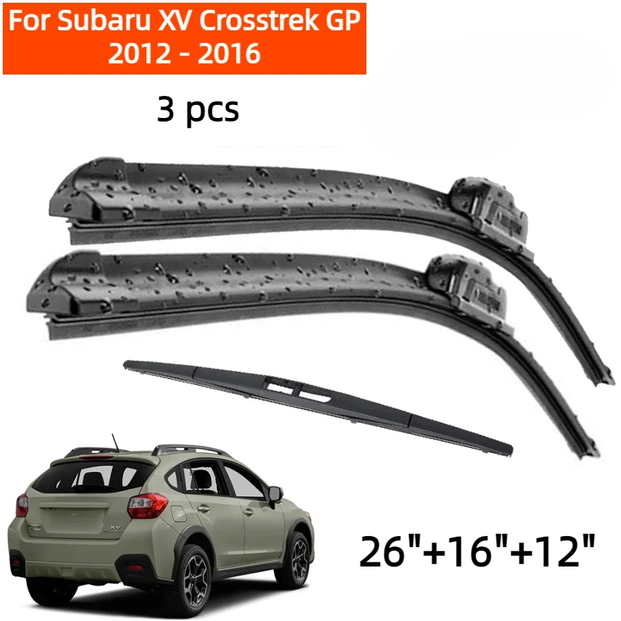 

ZHANGU Wiper Front & Rear Wiper Blades Set For Subaru XV Crosstrek GP 2012 - 2016 Windshield Windscreen Window 26"+16"+12"