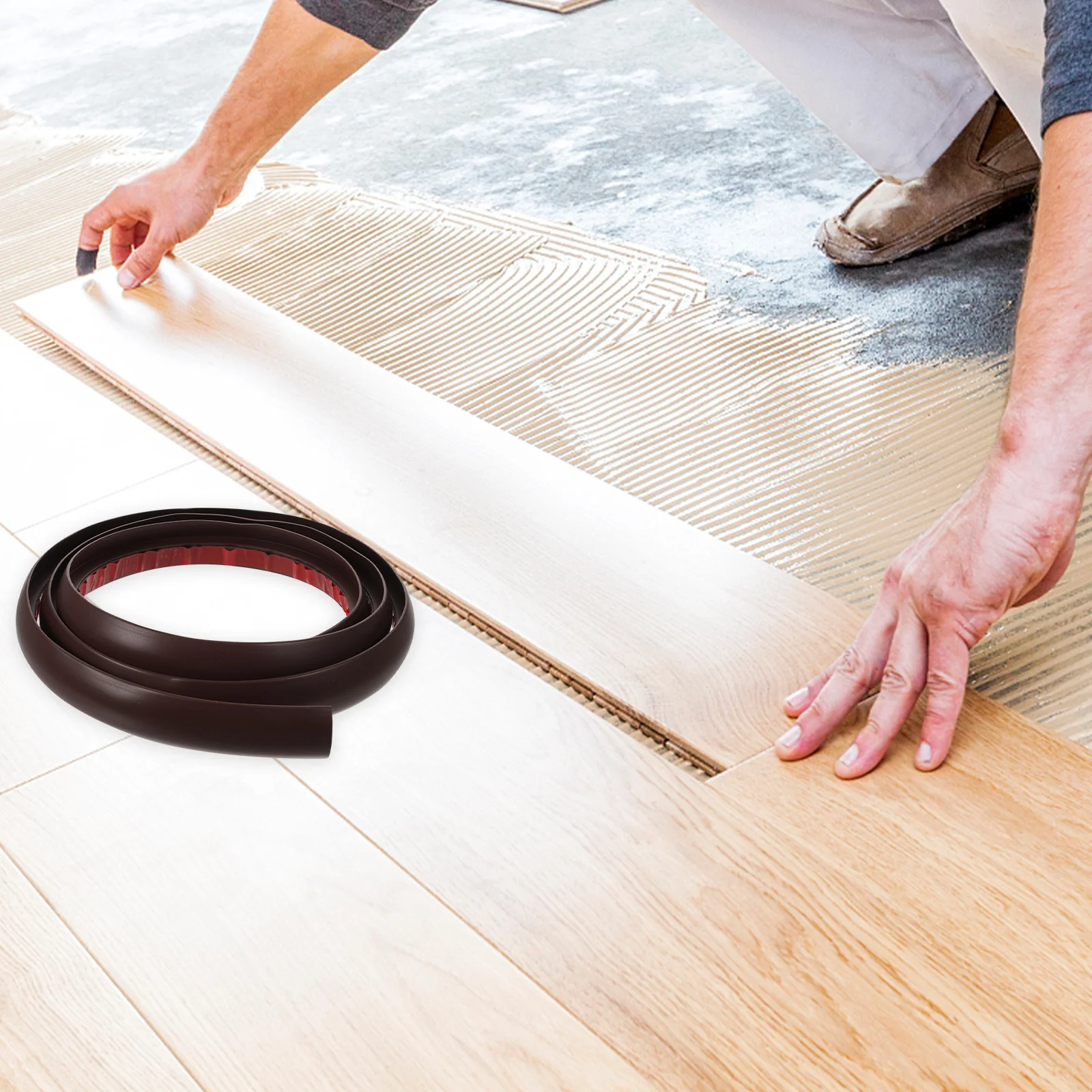 شريط انتقال الأرضية بطول 10 أقدام من مادة PVC عتبة ذاتية اللصق مرنة للمداخل وواقي حافة الأرضيات الصلبة من الفينيل #1