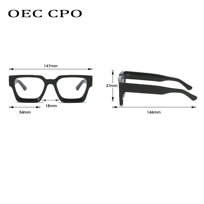 OEC CPO Retro Square Women Men Glasses Frame Fashion Punk Clear Lens  Optical Eyeglasses Frame Transparent Eyewear