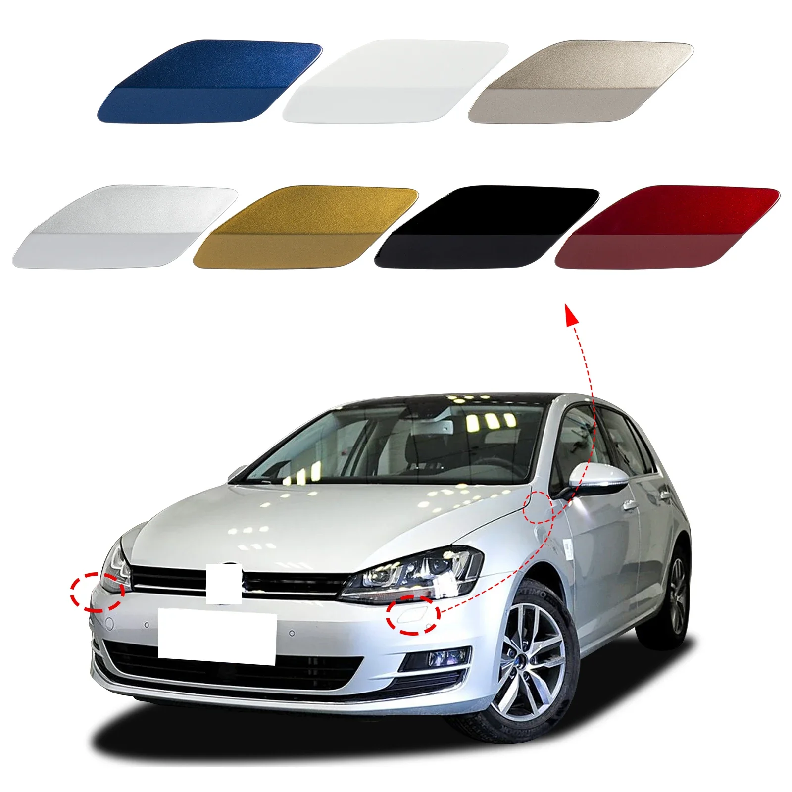 

OLANGDA Front Bumper Headlight Washer Cover Cap For VW Golf 7 MK7 2013 2014 2015 2016 2017 5G0955109 5G0955110