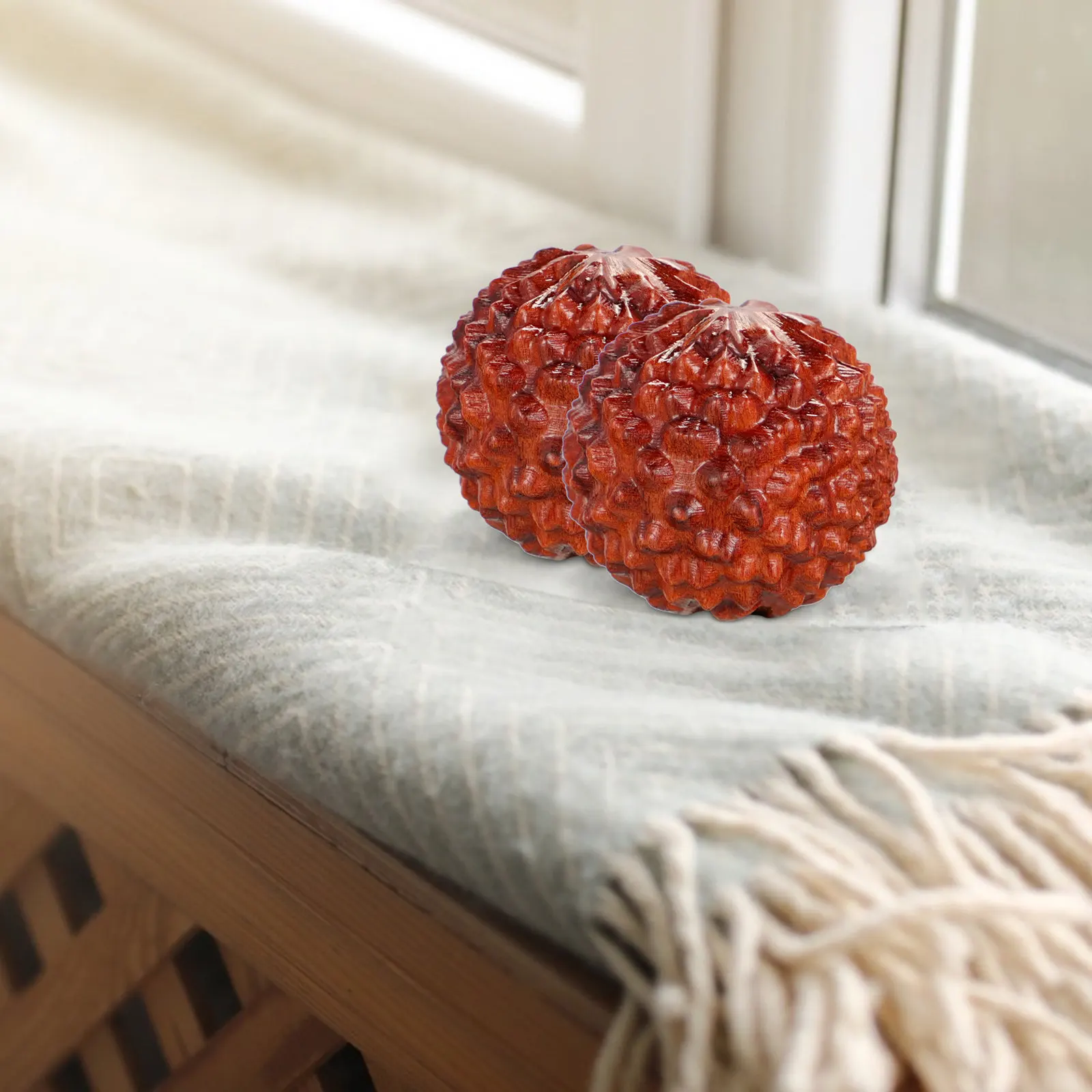 

2Pcs Huanghuali Hand Massage Balls Chinese Wenwan Litchi Ornament Wooden Craft Improve Circulation Relieve Stress Joint Pain