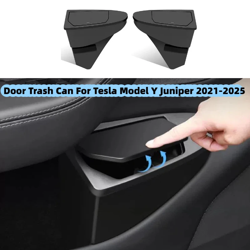 

Front Door Trash Can for Tesla Model Y Juniper Car Accessories Rear Seat Trash Bin Under Seat Storage Box Organizer with Cover