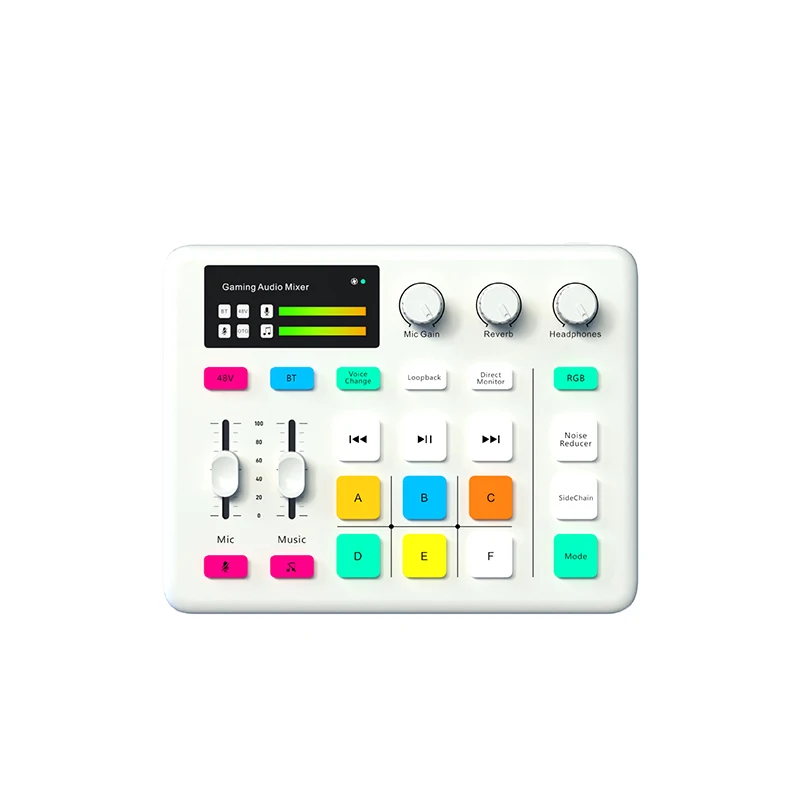 Live Sound Card with DJ Mixer Effects Audio Interface Voice Changer BT compatible Stereo Audio Mixer for LIVE Streaming