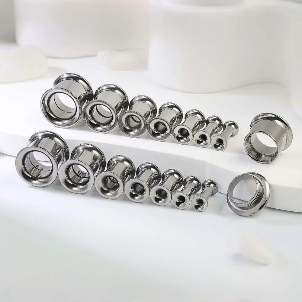 3-25mm Stainless Steel Ear Screw Fit Back Double Flared Ear Gauges Tunnels Plug Earrings Expander Stretcher Piercing Jewelry