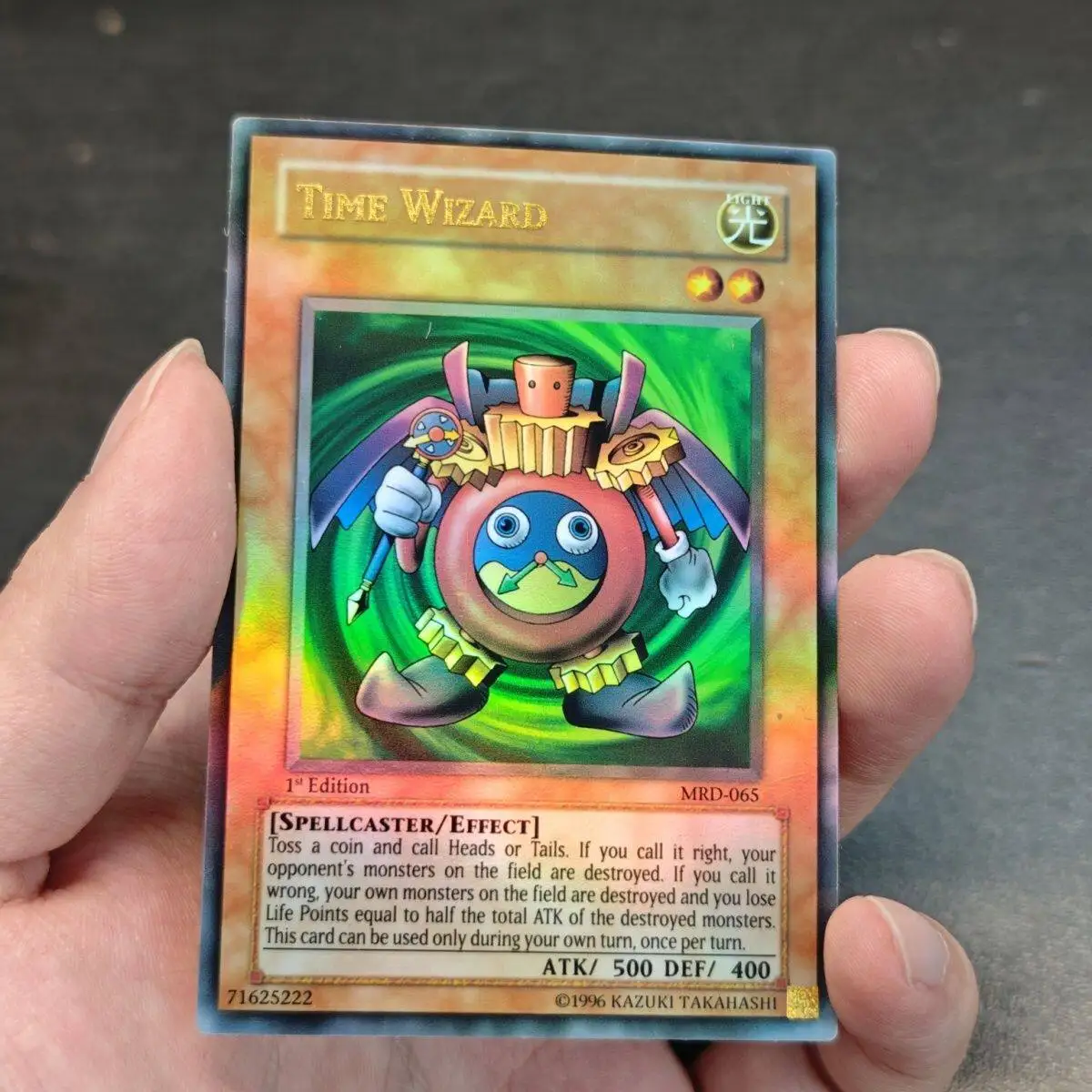 Yu-Gi-Oh! Tarjeta Coleccionable de Juego DIY Odd-Eyes Raging Dragon English Ur Card Time Wizard MRD Gandora The Dragon of Destruction