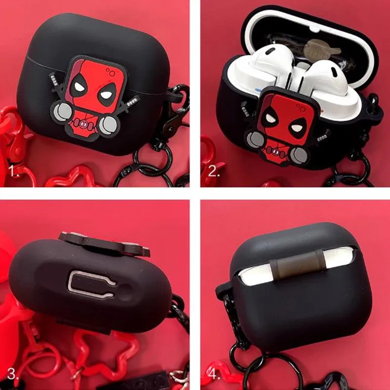 Marvel Deadpool Kopfhörer hülle Abdeckung für Samsung Galaxy Buds 3/3pro Silikon drahtlose Ohrhörer Schutzhülle mit Schlüssel bund