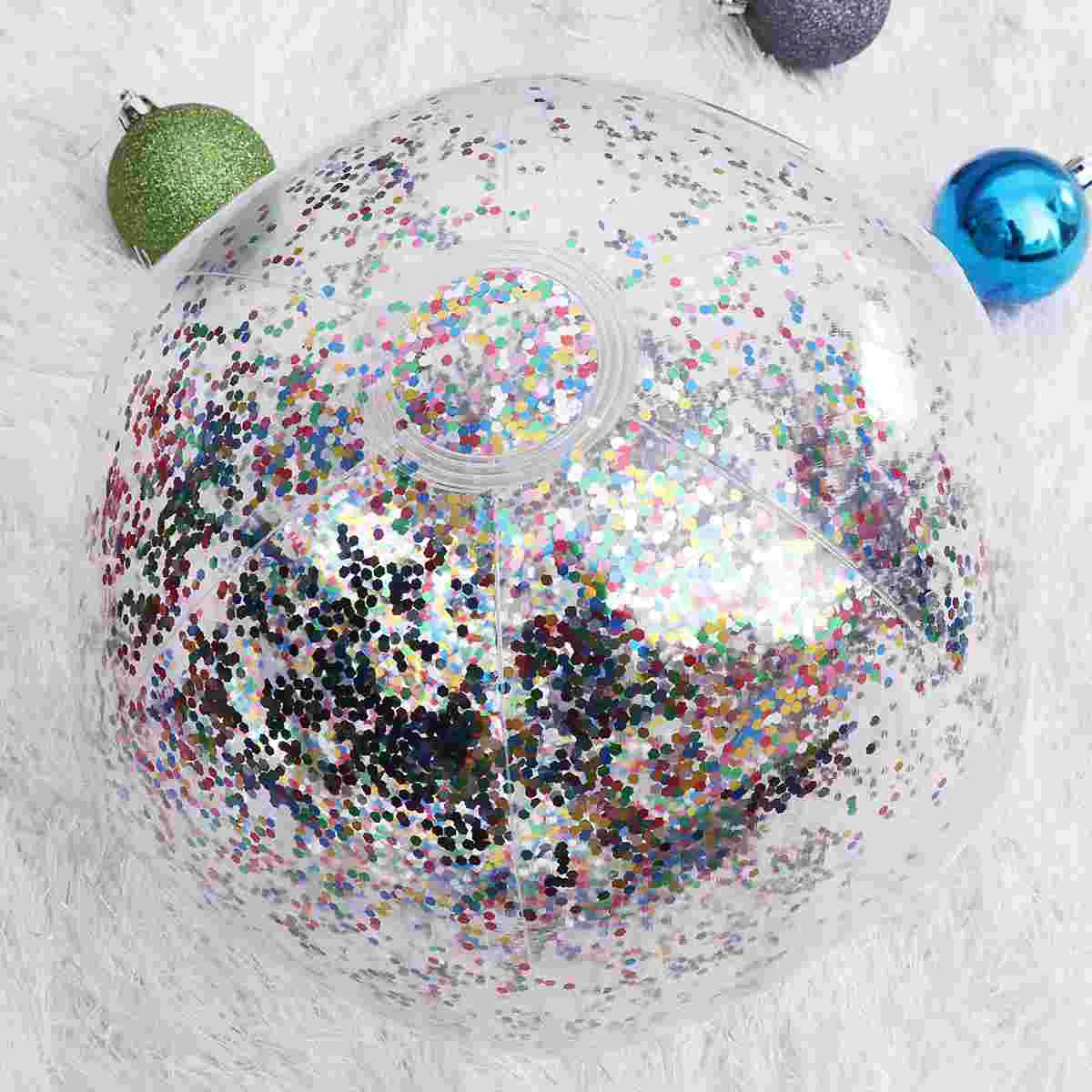 LIOOBO Transparent Sequin Inflatable Ball Summer Funny Water Fun Play Beach Ball Pool Ball Party Favor for Kids Children