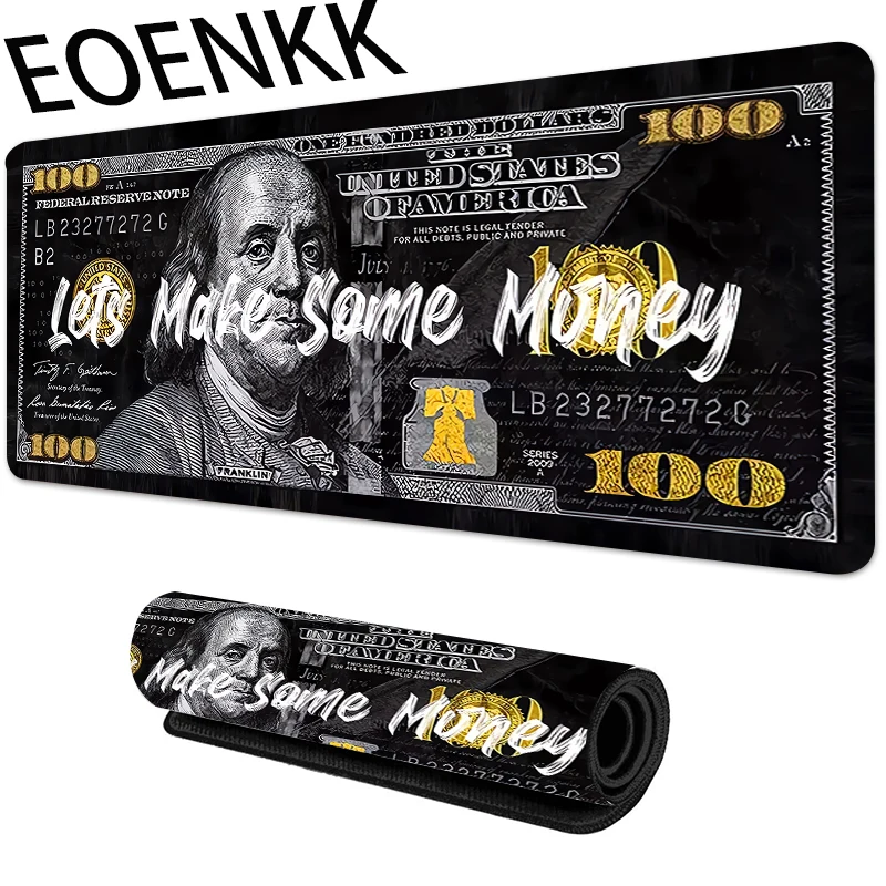 لوحة ماوس كبيرة مضادة للانزلاق من الأوراق النقدية، حواف مخيطة، حصيرة مكتبية لألعاب الكمبيوتر المحمول ​   لوحة المفاتيح