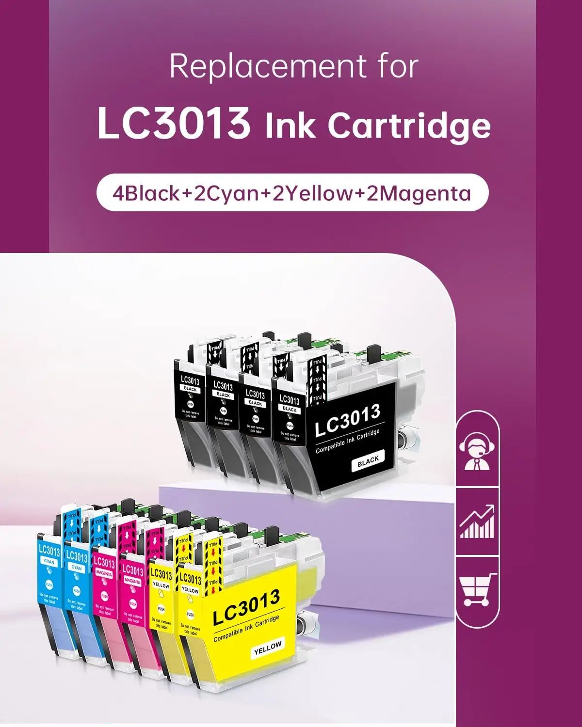Cartuchos de tinta LC3013 LC3013XL para impressora MFC-J491DW MFC-J497DW MFC-J690DW MFC-J895DW (4 preto, 2 ciano, 2 magenta, 2 amarelo)