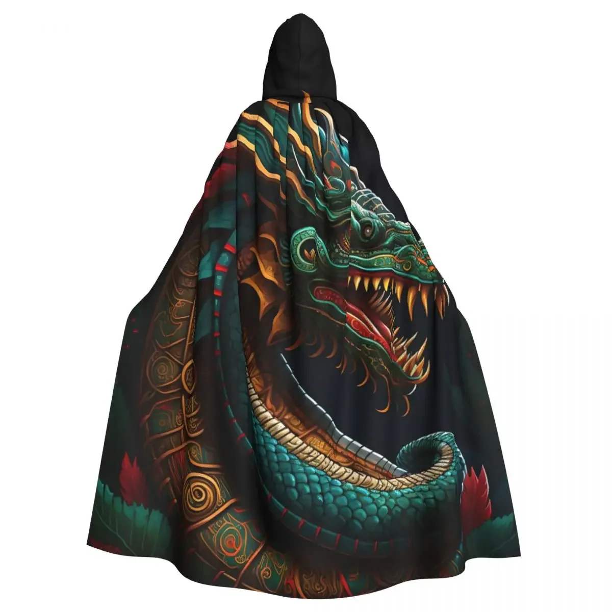 Quetzalcoatl Hooded Cloak Halloween Party Cosplay Woman Men Adult Long Witchcraft Robe Hood