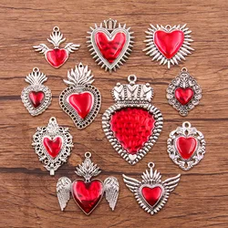 15 European and American Cross-border Personalized Retro Gothic Peach Heart Wing Alloy Earrings Necklace Accessories