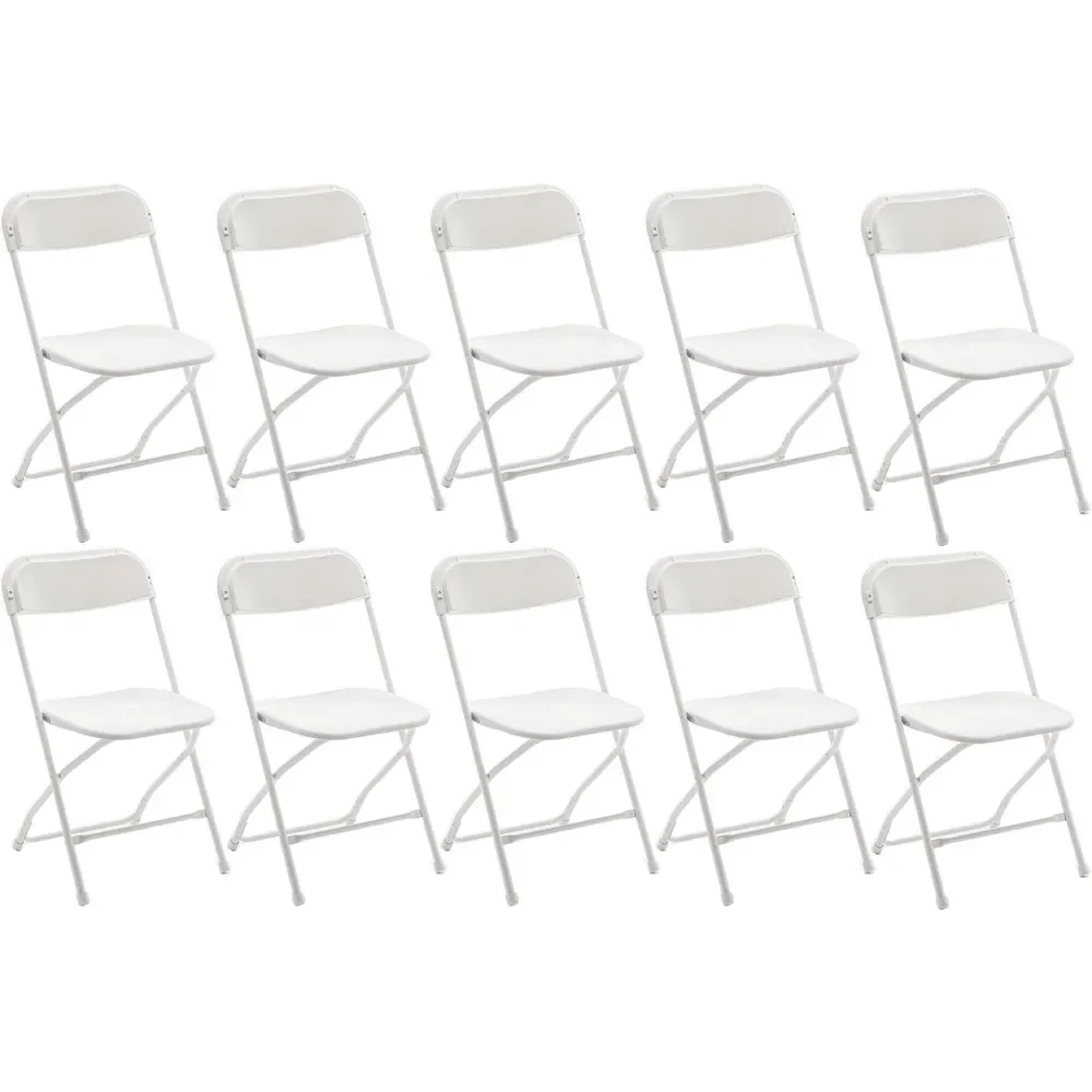 White Plastic Folding Steel Frame Commercial 650LB High Capacity Event Chair Lightweight Set for Office Picnic School Set of 10