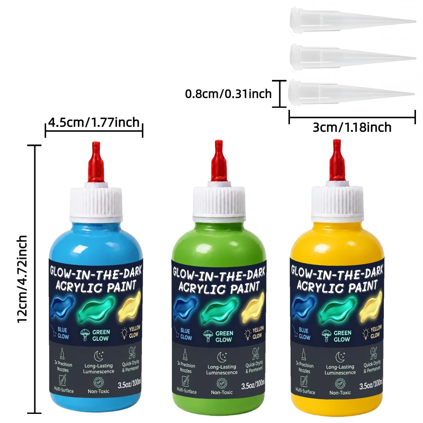 Glow-in-the-Dark Acrylic Paint Luminous Art Supplies Night Glow For Professional DIY Hand-Painting Canvas Rock