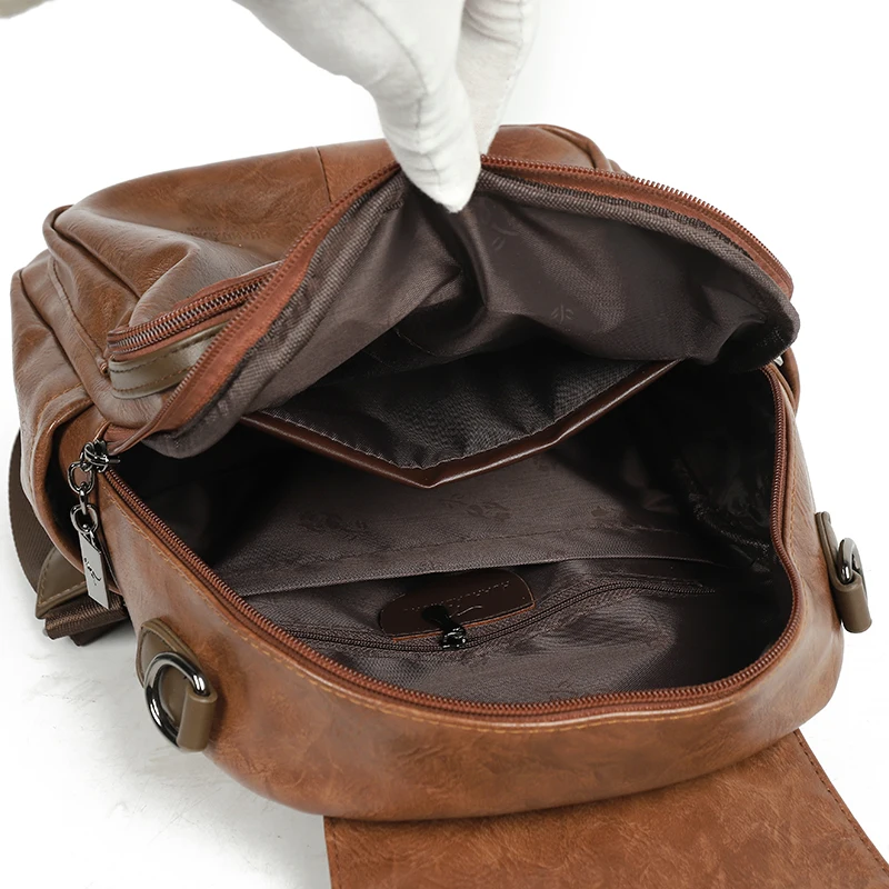Genuine Brand Casual Backpack with Wide Strap High Quality Leather Women Shoulder School Bags Large Capacity Backpacks A4 Ipad