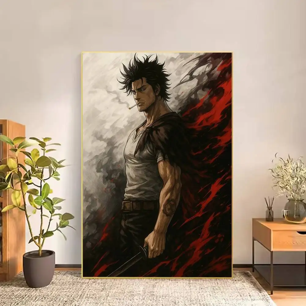 Black C-Clover Yami Sukehiro Poster Versatile HD Waterproof Wall Art Self-Adhesive Decor for Any Space Ideal Gift