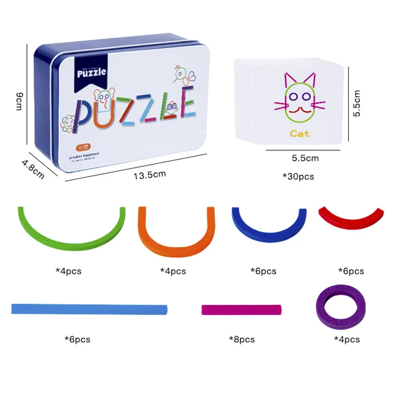 Holz kreative Stöcke und Ringe Eisen Box Puzzle Intelligenz Logik Denk spiel Montessori frühen Lernspiel zeug für Kinder