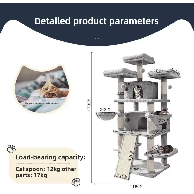 Multifunctional Luxury Cat Tree Villa, Extra Large Multi-Level with Condo, Perches & Scratching Posts | Premium Pet Furniture